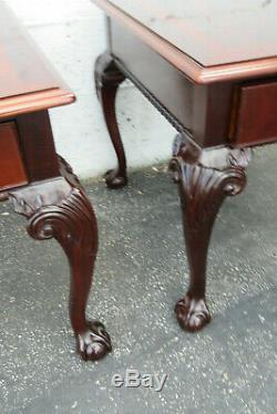 Chippendale Flame Mahogany Pair of Side End Tables by Thomasville 9791
