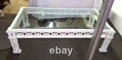 Chippendale Fretwork Rectangular Wood & Glass Coffee Table