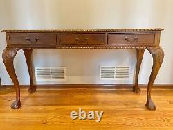 Chippendale Mahogany 3-Drawer Hall Table