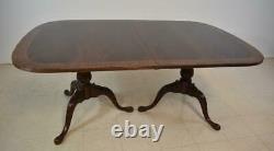 Chippendale Mahogany Banded Top Table By Drexel 112 Two Leaves