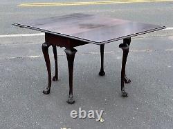 Chippendale Mahogany Drop Leaf Table with Claw and Ball Feet