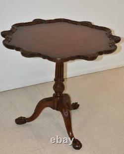 Chippendale Mahogany Pie Crust Tilt Top Table Ball & Claw Feet