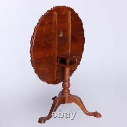 Chippendale Philadelphia Style Carved Claw Foot Tilt Top Table, 20th C