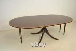 Chippendale Style Banded Mahogany Pedestal Dining Room Table