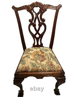 Chippendale Style Carved Mahogany Ball and Claw Dining Room Chairs Set of 2