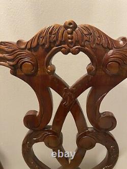 Chippendale Style Carved Mahogany Ball and Claw Dining Room Chairs Set of 2