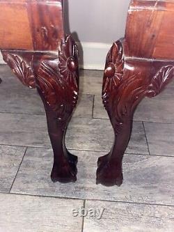 Chippendale Style Carved Mahogany Ball and Claw Dining Room Chairs Set of 2