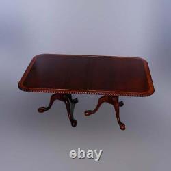 Chippendale Style Carved Mahogany Double Pedestal Dining Table, 20th C