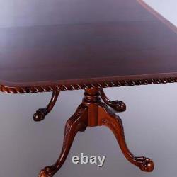 Chippendale Style Carved Mahogany Double Pedestal Dining Table, 20th C