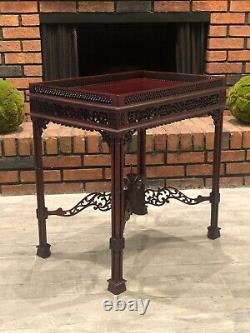 Chippendale Style Carved Mahogany Fretwork Tea Table
