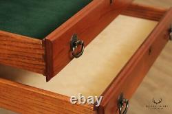 Chippendale Style Cherry Two Drawer Vitrine Curio Display Side Table