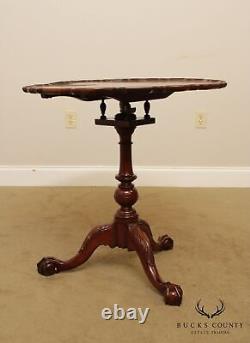 Chippendale Style Custom Mahogany Ball & Claw Tilt Top Pie Crust Table