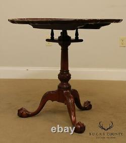 Chippendale Style Custom Quality Mahogany Pie Crust Tilt Top Table