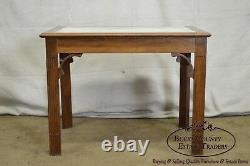 Chippendale Style Custom Walnut Marble Top Side Table
