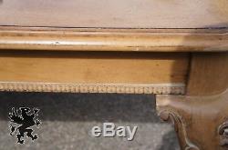Chippendale Style Distressed Oak Dining Table Cabriole Leg Scalloped Ball & Claw