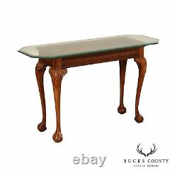 Chippendale Style Glass Top Console Table
