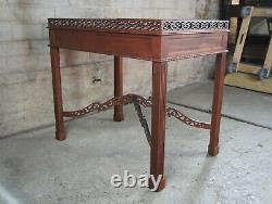 Chippendale Style Mahogany Side Accent Tea or Silver Table Pierced Gallery Top