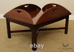 Chippendale Style Mahogany & Yew Wood Butlers Coffee Table
