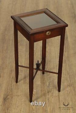 Chippendale Style Square Mahogany Vitrine Display Case Side Table