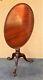 Chippendale Style Tilt Top Table Post War 2, Carved Claw Feet W Wheels Mahogany