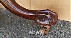 Chippendale Style TILT TOP TABLE Post War 2, Carved Claw Feet w Wheels MAHOGANY