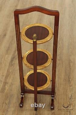 Chippendale Style Three Tier Partial Gilt Mahogany Serving Table or Muffin Stand