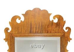 Chippendale Style Tiger Maple Mirror with Beveled Glass