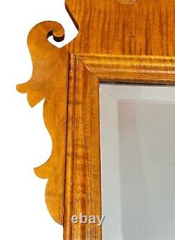 Chippendale Style Tiger Maple Mirror with Beveled Glass