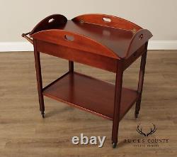 Chippendale Style Vintage Mahogany Butler's Tray Bar Cart