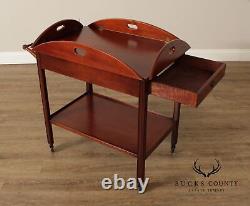 Chippendale Style Vintage Mahogany Butler's Tray Bar Cart