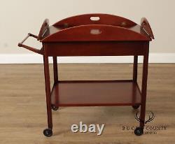 Chippendale Style Vintage Mahogany Butler's Tray Bar Cart