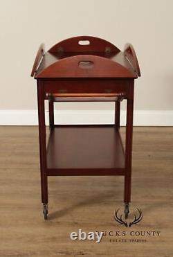 Chippendale Style Vintage Mahogany Butler's Tray Bar Cart