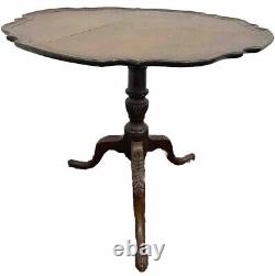 Circa 1800 XL Hand Carved English Chippendale Georgian Pie Crust Tilt-Top Table