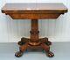 Circa 1830 William Iv Rosewood Folding Games/card Table With Lion Hairy Paw Feet