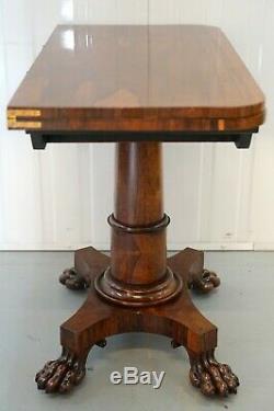 Circa 1830 William IV Rosewood Folding Games/card Table With Lion Hairy Paw Feet