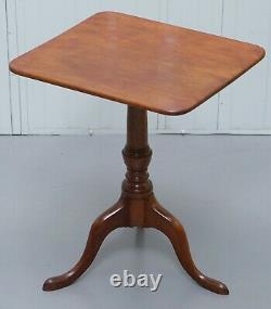 Circa 1860 Victorian Tripod Side End Lamp Table In Walnut With Tilt Top Function