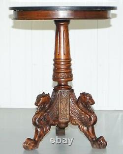Circa 1870 Pietra Dura Marble & Mahogany Centre Tripod Table Butterfly's Griffin
