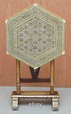 Circa 1880 Moroccan Liberty's London Moorish Mother Of Pearl Folding Tea Table