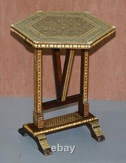 Circa 1880 Moroccan Liberty's London Moorish Mother Of Pearl Folding Tea Table