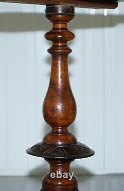 Circa 1880 Walnut & Mahogany Marquetry Inlaid Chess Games Table Tripod Base