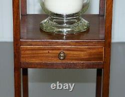Circa 1890 Victorian Side Table Pedestal Decorative Built In Glass Church Candle
