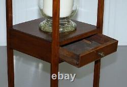 Circa 1890 Victorian Side Table Pedestal Decorative Built In Glass Church Candle