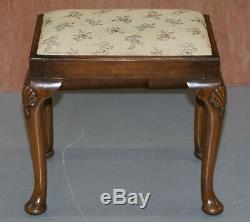 Circa 1930's Figured Walnut Dressing Table & Stool Part Of Suite Trifold Mirrors