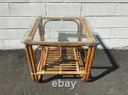 Coffee Table Cocktail Rattan Bohemian Boho Chic Accent Side Stand Chippendale