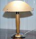 Cool Mid Century Modern Style Table Lamp With Opalescent Shade Chrome & Wood