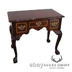 Councill Craftsman Chippendale Banded Mahogany Claw Foot Side or Console Table