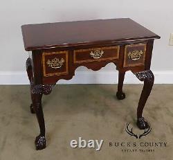 Councill Craftsman Chippendale Banded Mahogany Claw Foot Side or Console Table