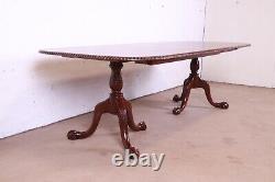 Councill Furniture Chippendale Carved Double Pedestal Extension Dining Table