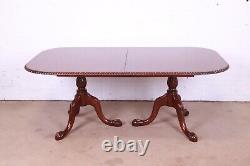 Councill Furniture Chippendale Carved Double Pedestal Extension Dining Table