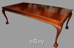Custom 8ft Kiln-Dried Mahogany Chippendale Style Dining Table